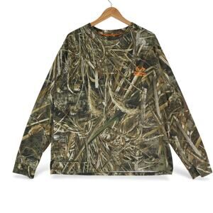 Realtree T-Shirt Mens XL Green Brown Max 5 Camo Long Sleeve Hunting Outdoors